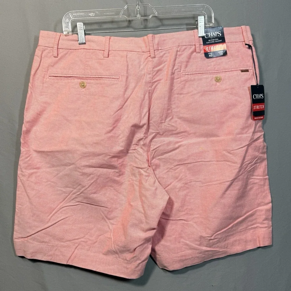 CHAPS Bermuda Shorts Mens 40‎ Oxford Stretch 10in Inseam Summer Preppy Casual